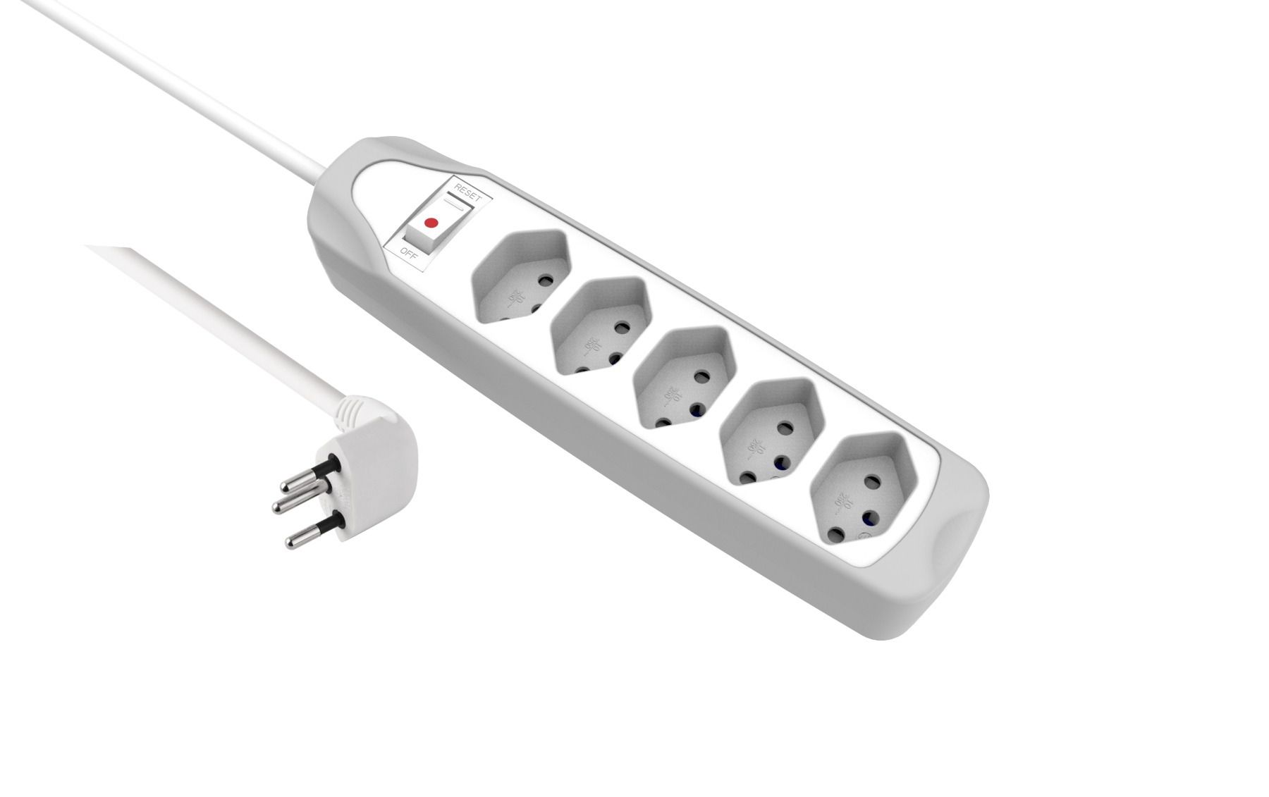 Fix Line Multipresa - 5xT13, 1.5m Kabel, H05VV-F 3G1mm2, grau,  Kinderschutz