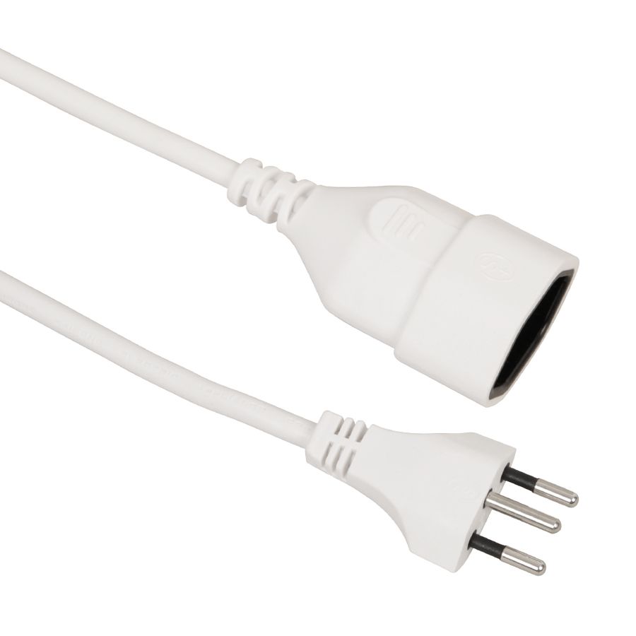 Câble de rallonge, 2m - 2m, weiss, H05VV-F 3G1.0mm2, mit Kinderschutz, 230V - 10A
