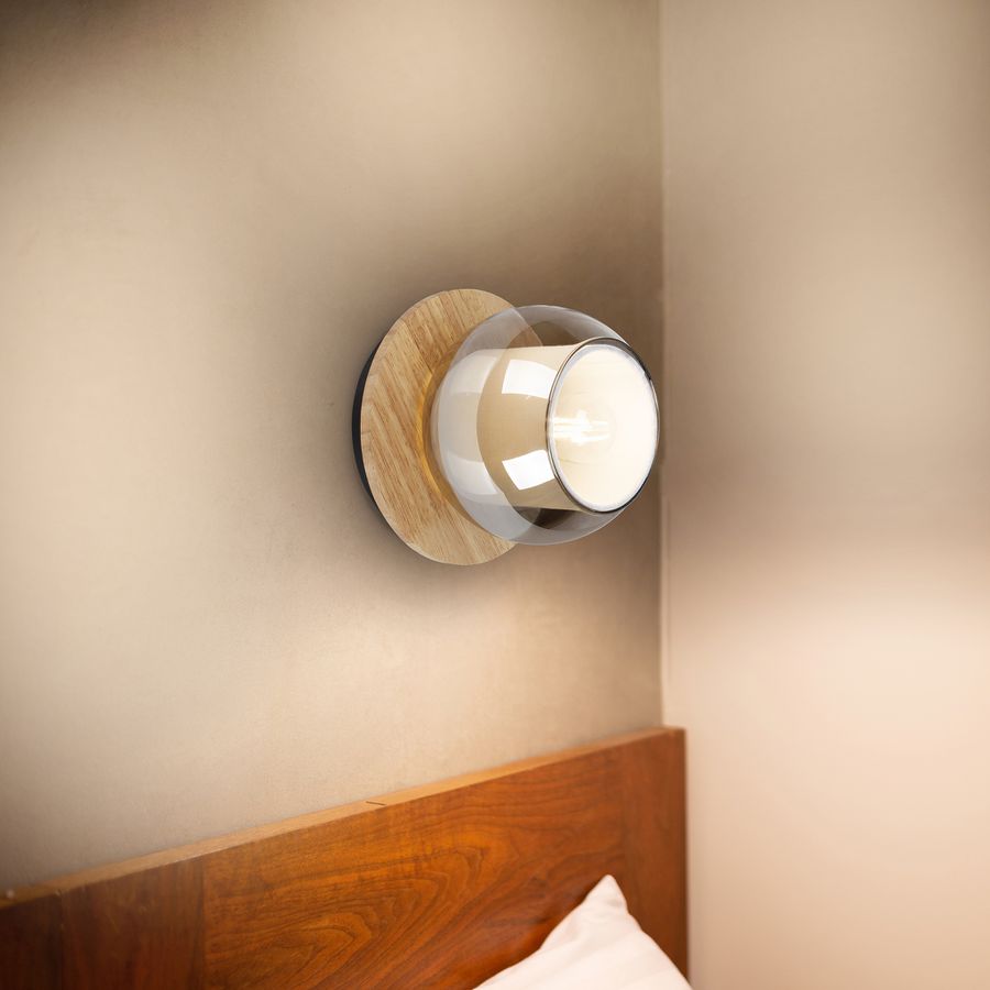 1er Spot Wand-/Deckenleuchte  TEXAS  : 18cm smoky - IP20, E27, Schwarz