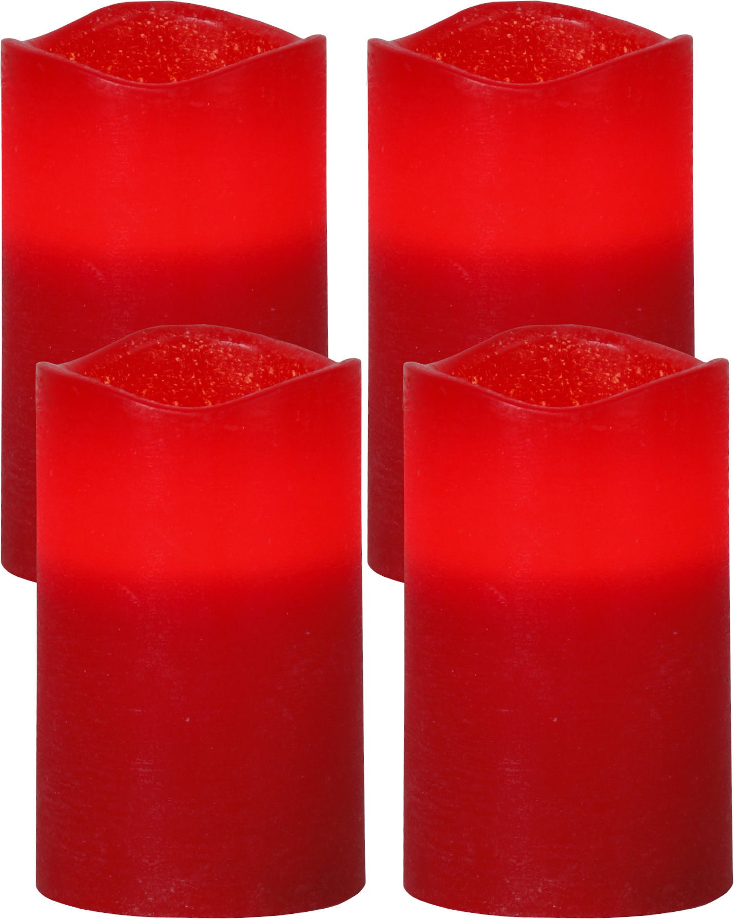 LED Pillar Kerze 4er Pack May - Indoor, Rot, 12.5cm Höhe, Timerfunktion