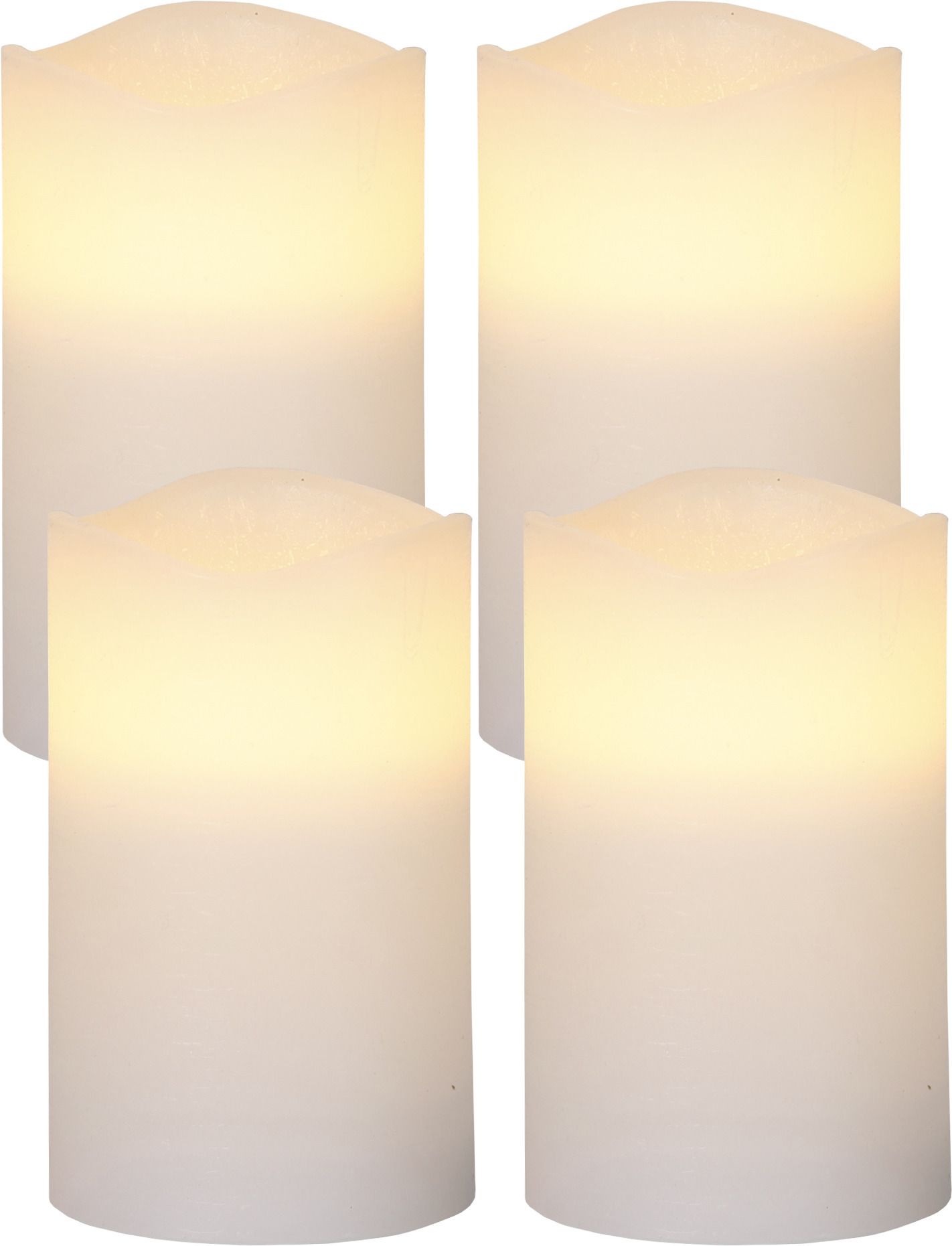 LED Pillar Kerze 4er Pack May - Indoor, Weiss, 12.5cm Höhe, Timerfunktion