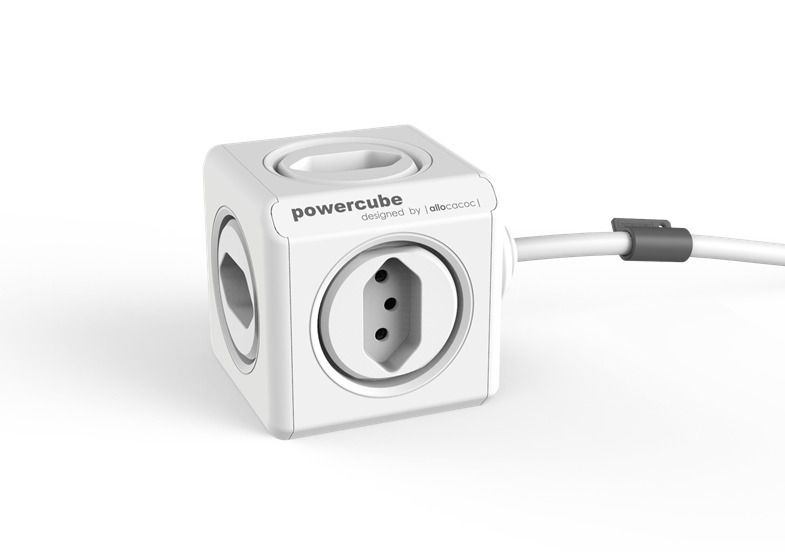 PowerCube Extended 5xT13 - 5xT13, 1.5m Zuleitung T12-Stecker, inkl. Halterung + Klebestreifen, Kinderschutz, weiss