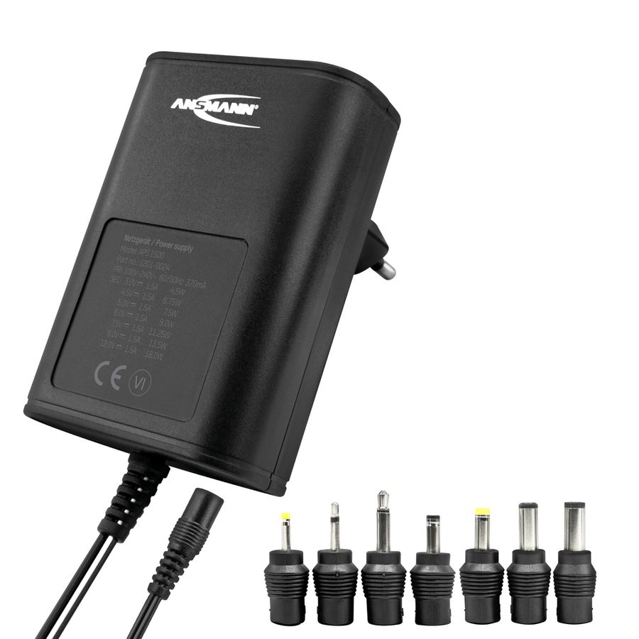 Alimentations électrique APS 1500 - Universal-Netzteil 3 - 12 V DC, inkl. 7 verschiedenen Steckertypen