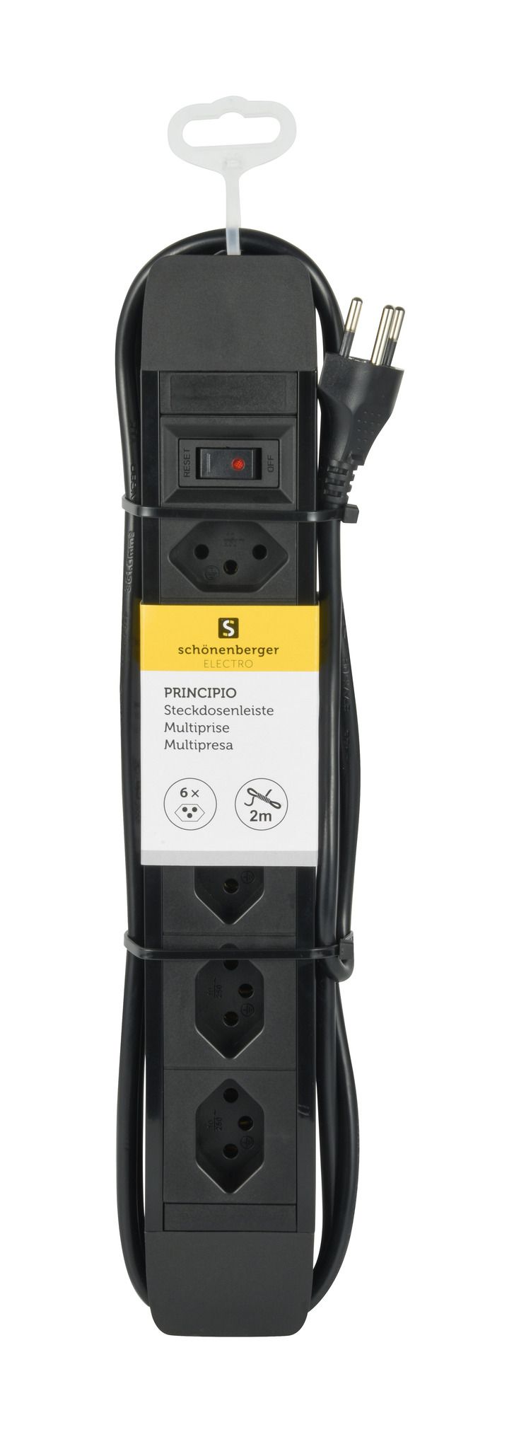 PRINCIPIO 3xH/3xV - 6x T13 (3x horizontal / 3x vertikal), 2.0m Kabellänge, Schalter, schwarz