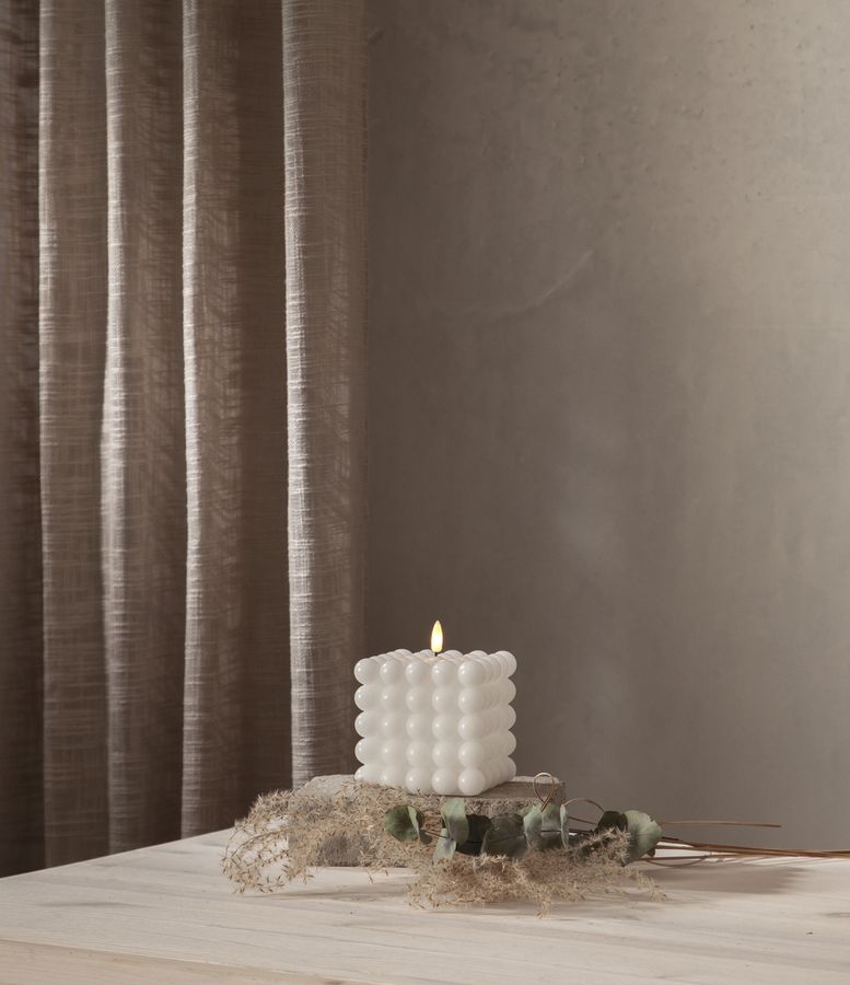 LED Pillar Kerze Flamme Dot - Indoor, Grau, 12.5 cm höhe, Timerfunktion