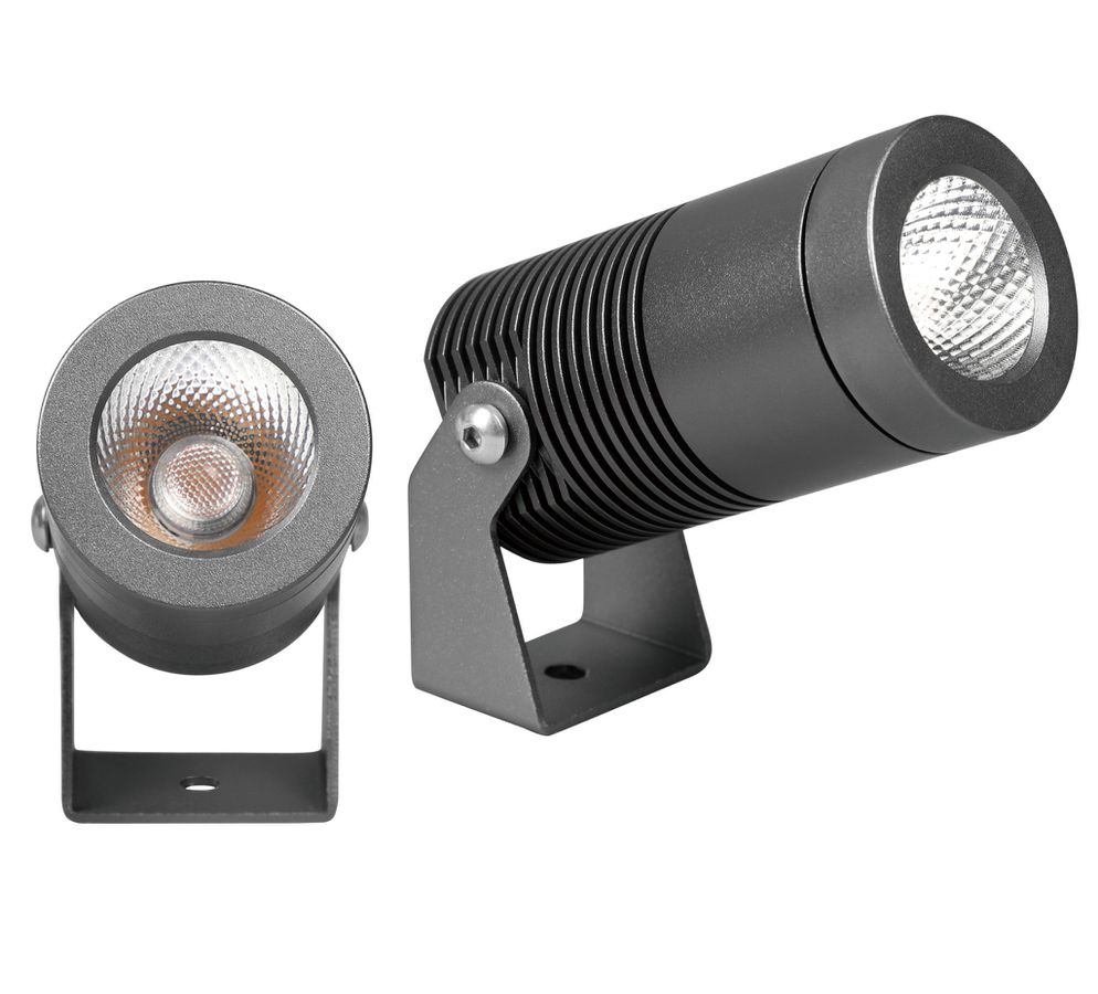 LED Niedervolt-Gartenstrahler NOELLE (24VDC) - 24V DC, 8W, 560lm, 2700K, IP67, CRI80, 40°, dunkelgrau, dimmbar, D=44mm, L=90mm