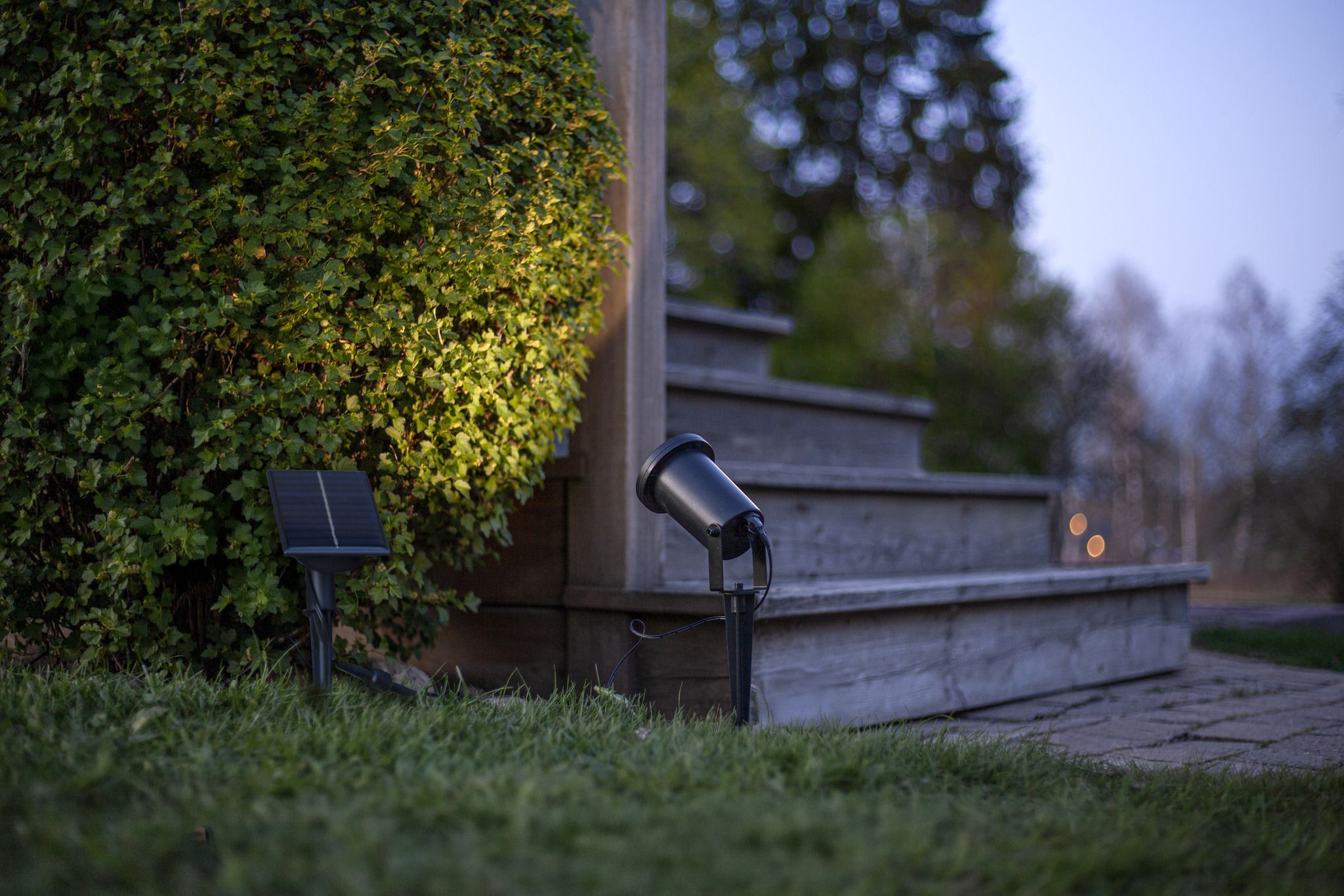 Solar Spotlight Powerspot - Indoor, Outdoor, Warmweiss, Schwarz