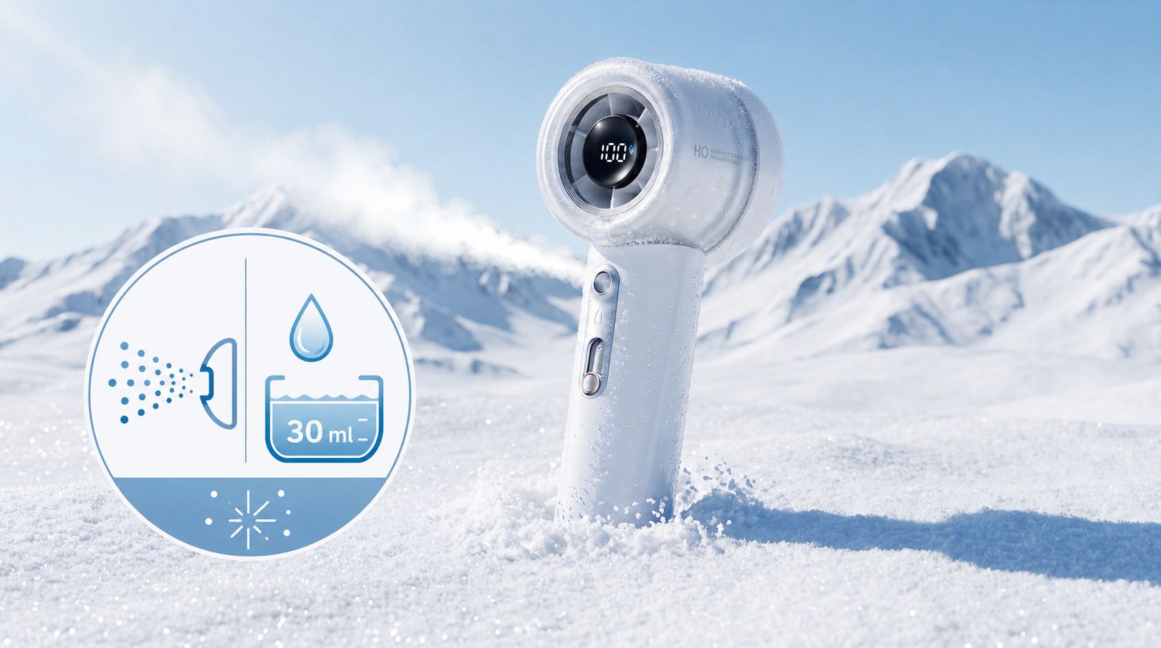 ERSA Handventilator AFW01 weiss 30ml Sprühfunktion - 3000mAh, inkl. USB-C Kabel, wiederaufladbar, Sprühfunktion