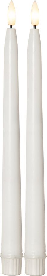 LED Dinner Kerze 2P Flamme Slim Outdoor - Indoor, Weiss, 28.00 cm Höhe, Timerfunktion