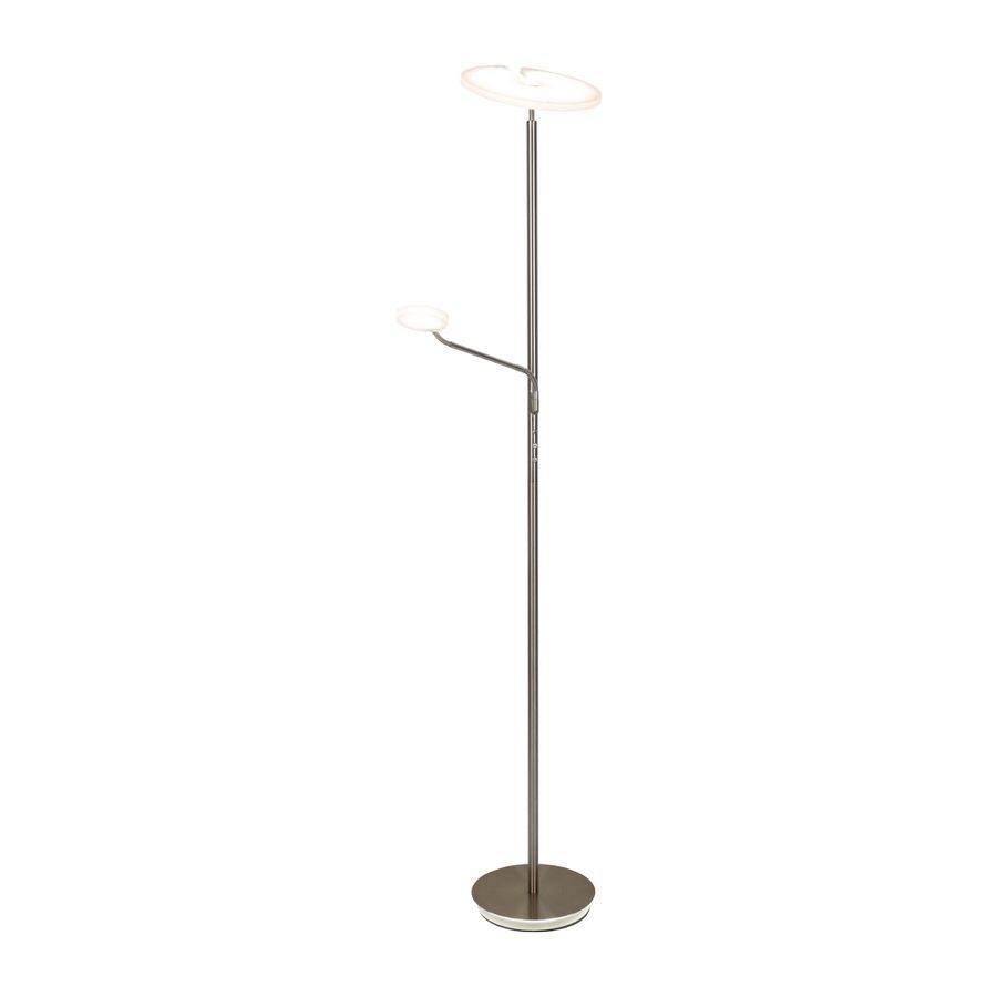 LED-CCT Stehleuchte  SAMIRO  inkl. Lesearm H: 180cm satiniert /stahl-blank - IP20, LED-Modul, Stahl-Blank