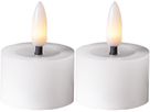 LED Teelicht 2 Pack Flamme Flow - Indoor, Weiss, 5cm  Höhe, Timerfunktion