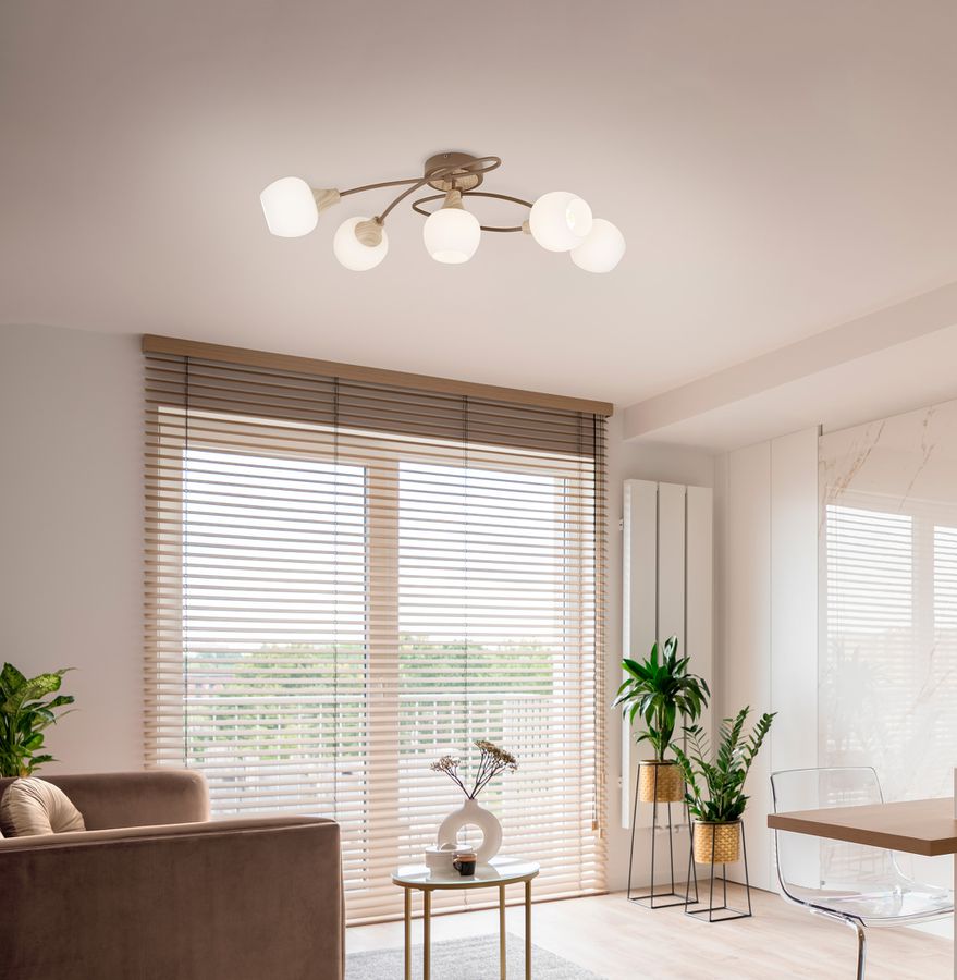 5er Deckenleuchte  MONACO  L: 62,5cm beige - IP20, E14, Beige