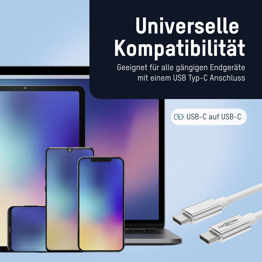USB Typ-C zu Typ-C Daten und Ladekabel 120 cm - USB Typ-C zu Typ-C Daten und Ladekabel 120 cm