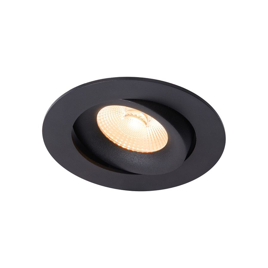 LED Einbaudownlight ALIKI - 8W, 560lm, 2700K, IP44, CRI 90, schwarz, dimmbar, D=96mm, H=45mm, BL=83mm