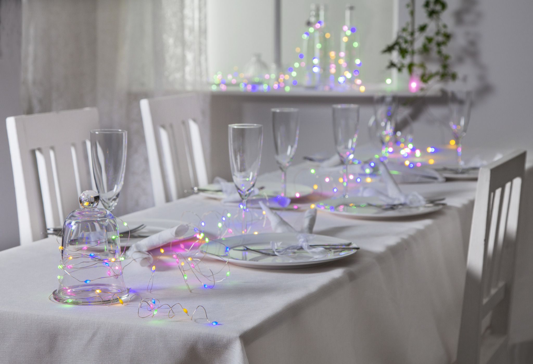 Lichterkette Dew Drop - IP20, Warmweiss & Multi, 100 LED