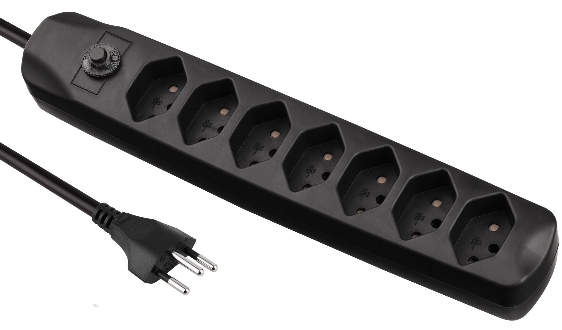 Fix Line Multiprise - 7xT13, 1.5m Kabel, H05VV-F 3G1mm2, schwarz, Kinderschutz