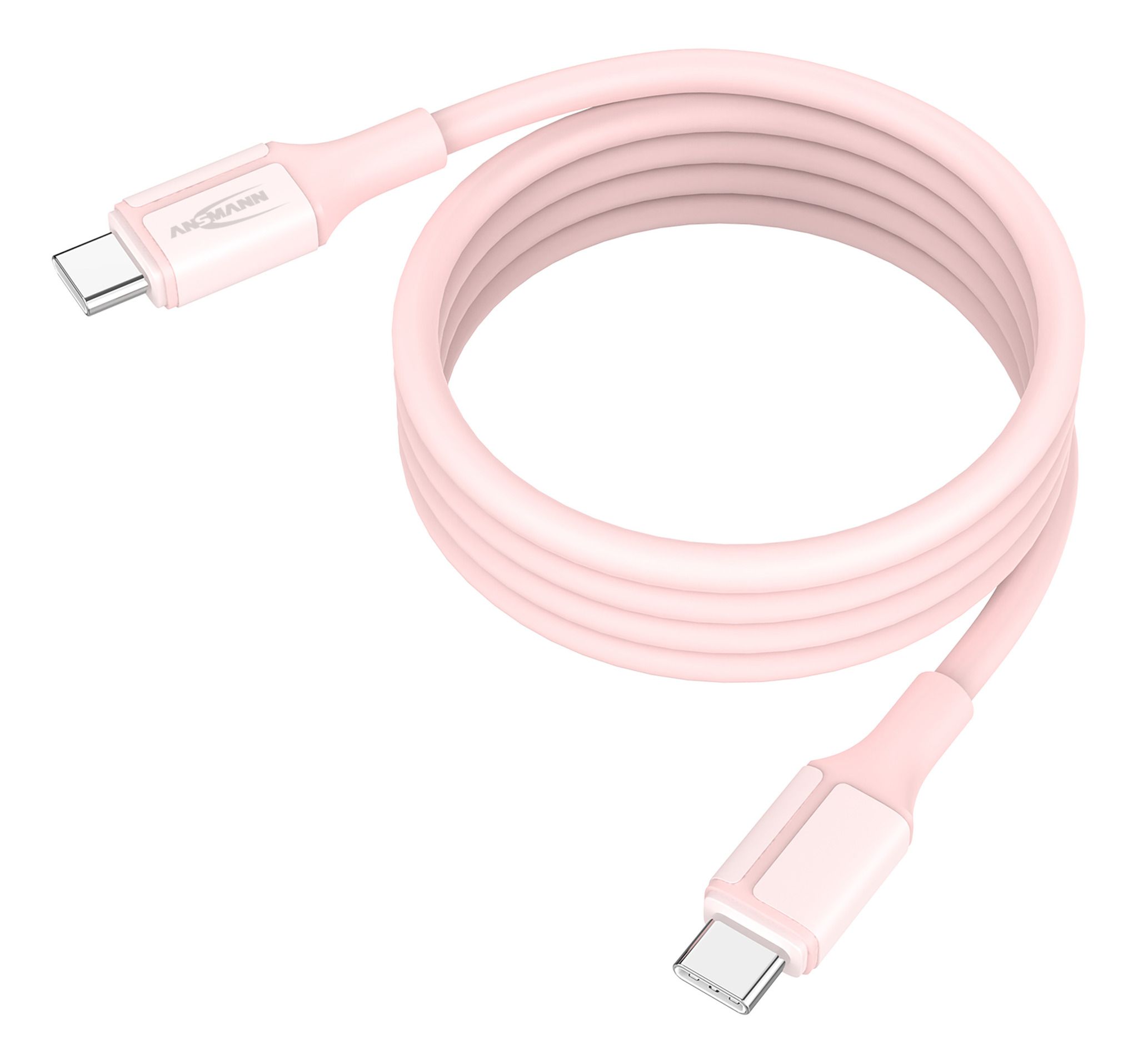 Magnetisches Silikonkabel USB-C auf USB-C, 120cm rose - Magnetisches Silikonkabel USB-C auf USB-C, 120cm rose
