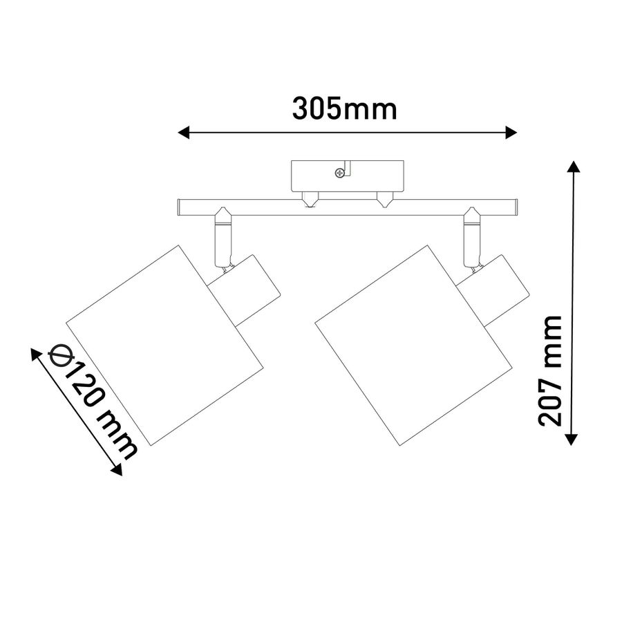 Wand-und Deckenleuchte MARON (2er Spot) - E14, max. 2x40W, IP20, nickel + weiss, nicht dimbar, exkl. Leuchtmittel, L=460mm, B=120mm, H=207mm