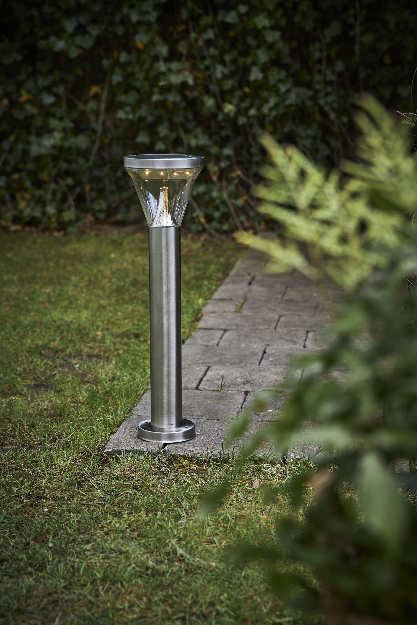 Solar Pollerleucht Narona - Silber, Lichtfarbe Warmweiss