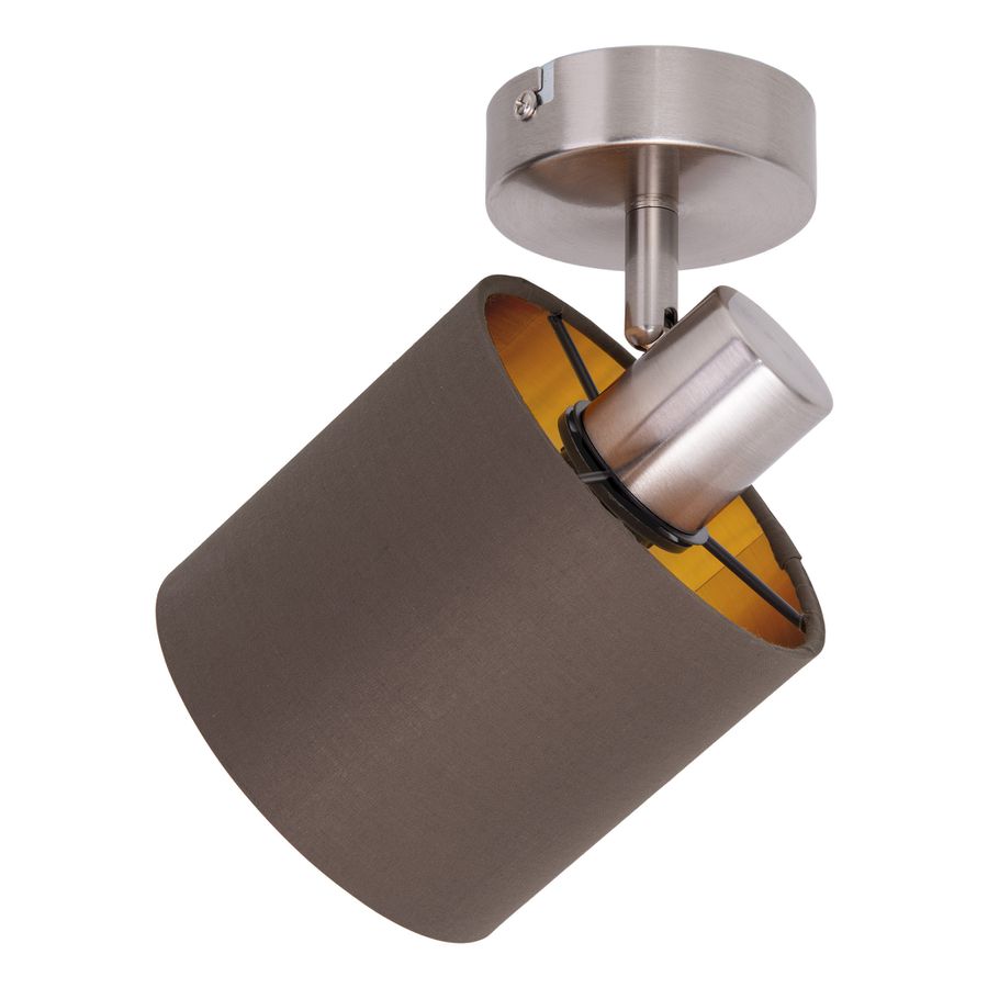 Wand-und Deckenleuchte MARON G (1er Spot) - E14, max. 1x40W, IP20, nickel + braun + gold, nicht dimbar, exkl. Leuchtm., L=150mm, B=120mm,H=185mm