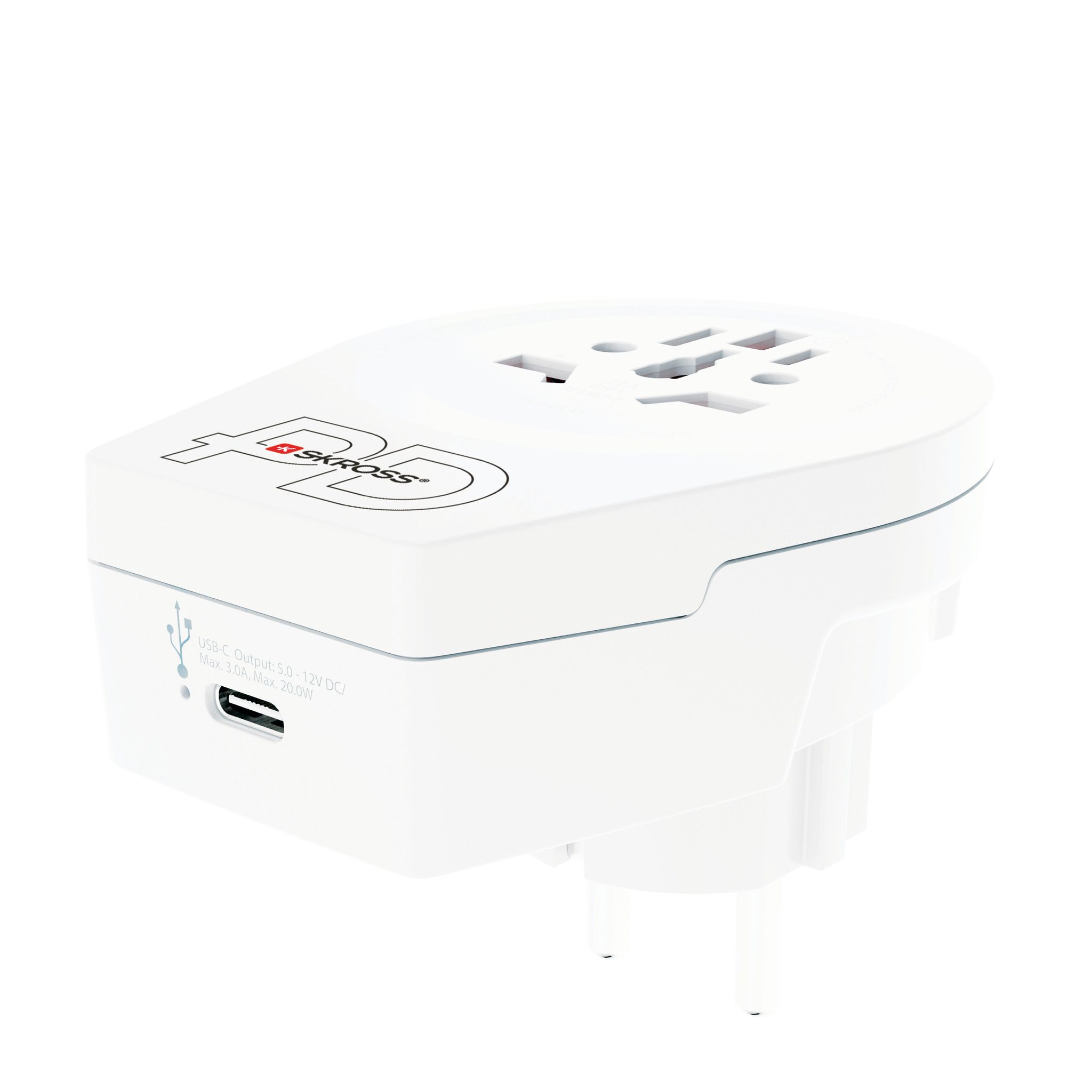 World to Europe USB C20PD - Out: Schuko, In: CH, IT, 2-Pol EU, UK, BRA, USA/Japan, AUS/China, 1xUSB-C PD
