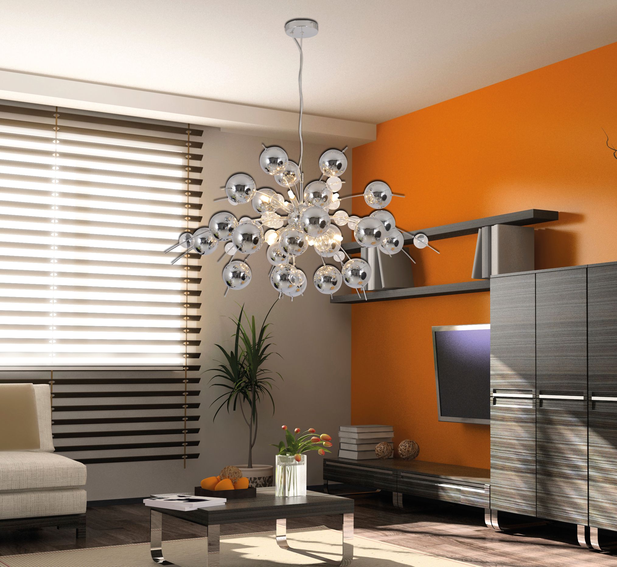 Pendelleuchte Explosion in chrom groß - G9, 200W, IP20