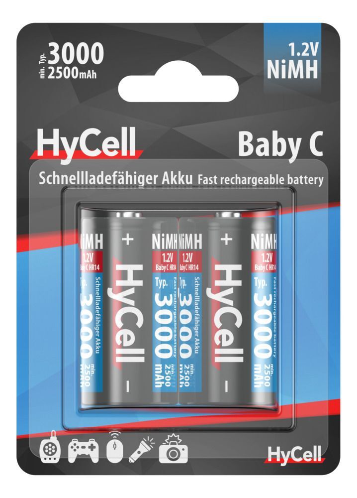 NiMH Akku Baby C Typ Typ 3000 (min. 2500 mAh) 2er Blister - Baby C Akku 3000 mAh
