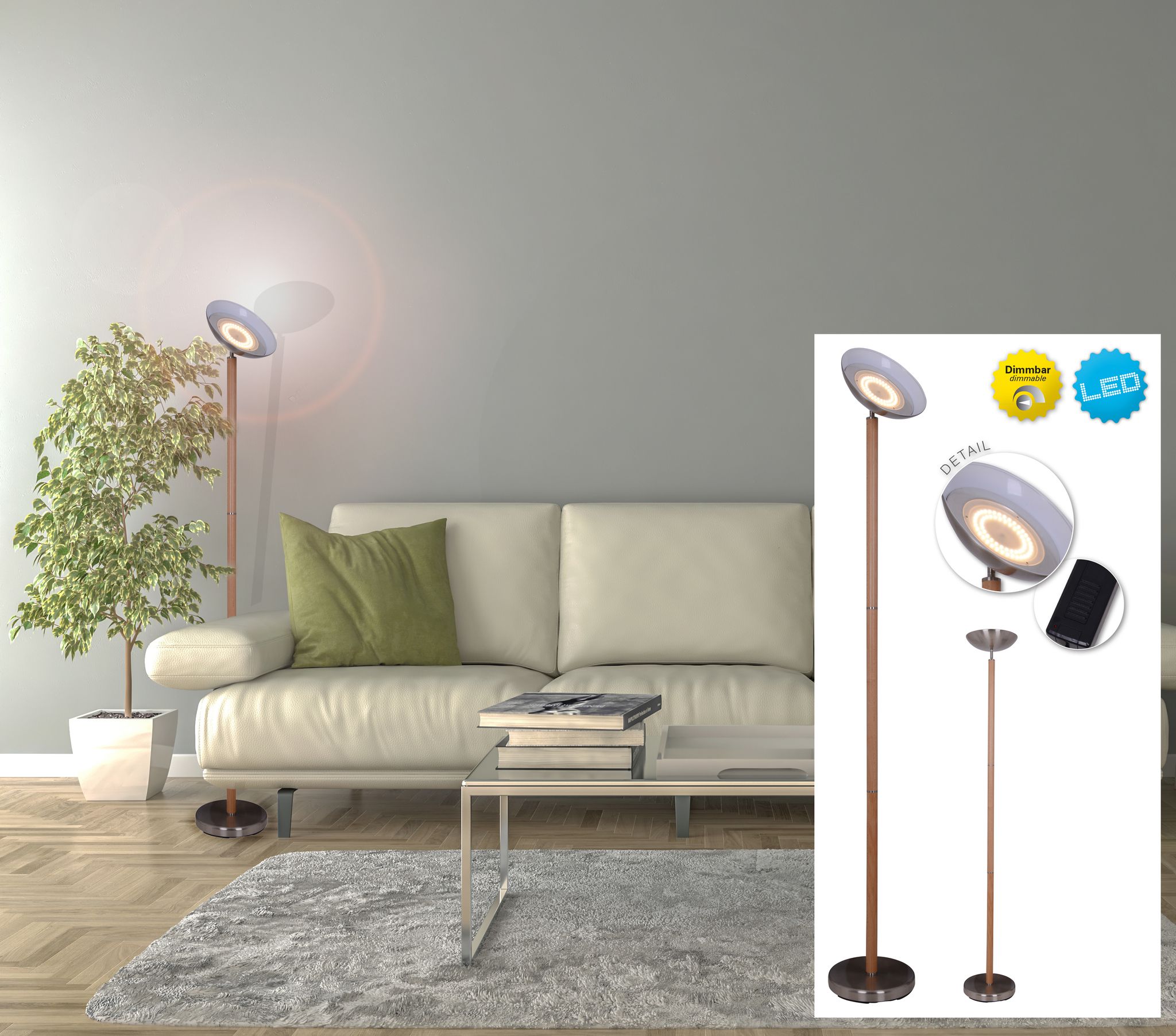 LED Stehleuchte h: 192cm Matilda - LED fest verbaut, 29W, IP20