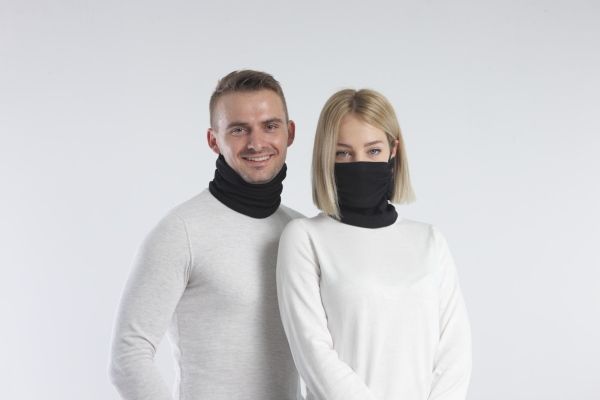 Zweilagige «4in1» Baumwoll-Bandana - Schwarz