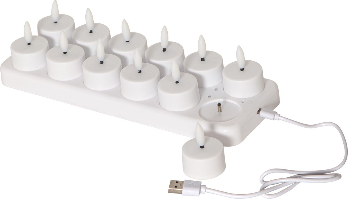 LED Kerz Flamme Charge - Indoor, Weiss