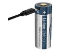 Li-Ion Akku 26650 5100 mAh mit USB Typ-C Ladebuchse - Li-Ion Akku 26650 5100 mAh, 3.6V, silber, geschützter Akku aufgrund Sicherheitsbeschaltung