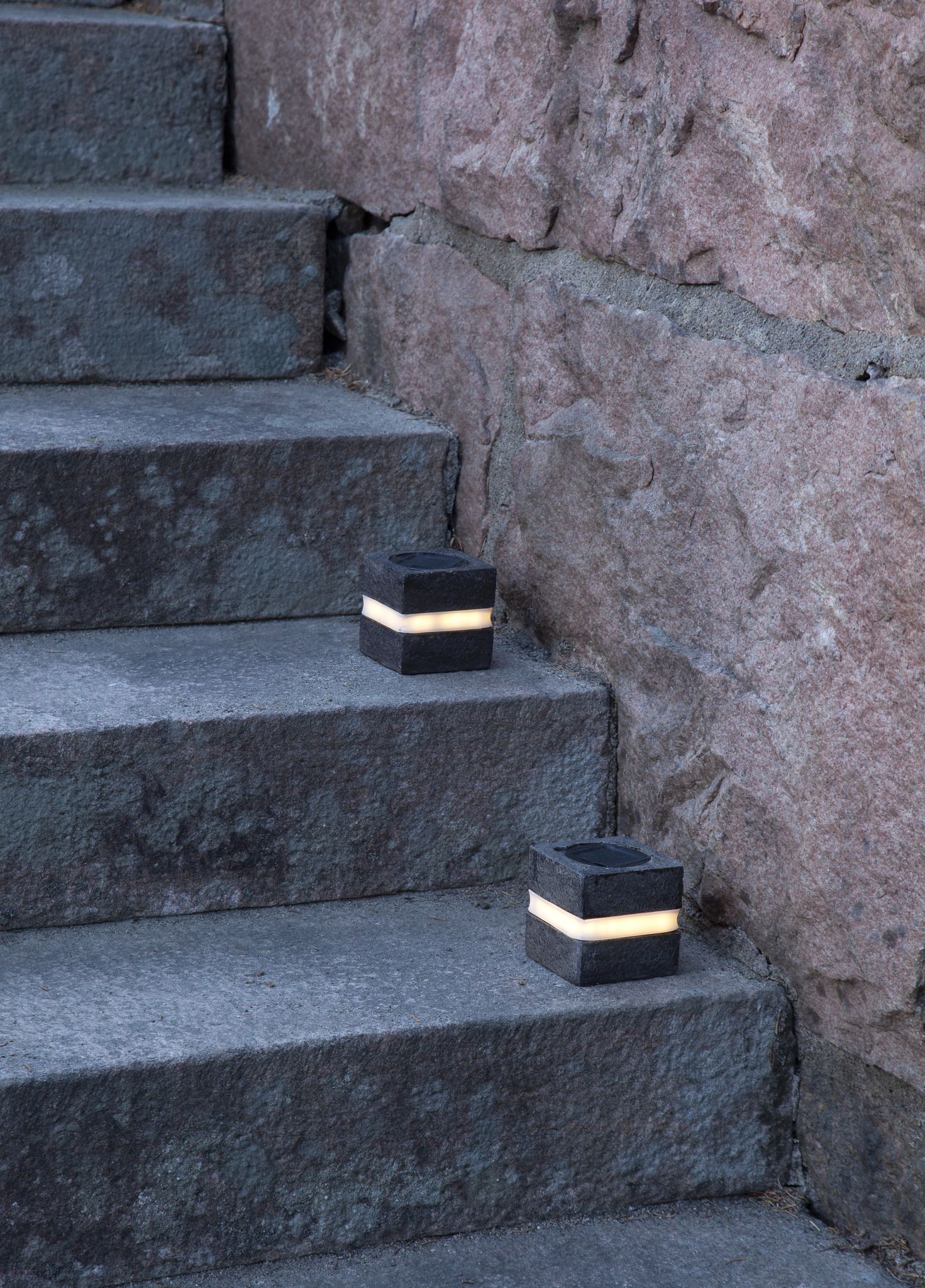 Solar Decoration Stonecube - Warmweiss, IP44, Grau