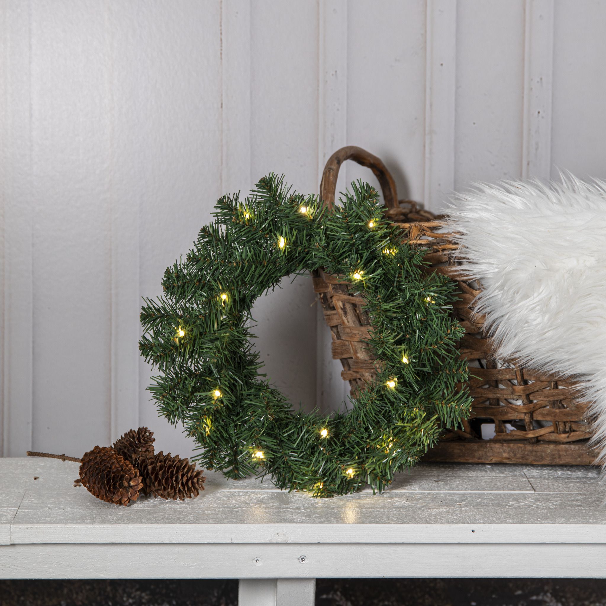 Kranz Dalbo - Indoor, Outdoor, Warmweiss, Grün