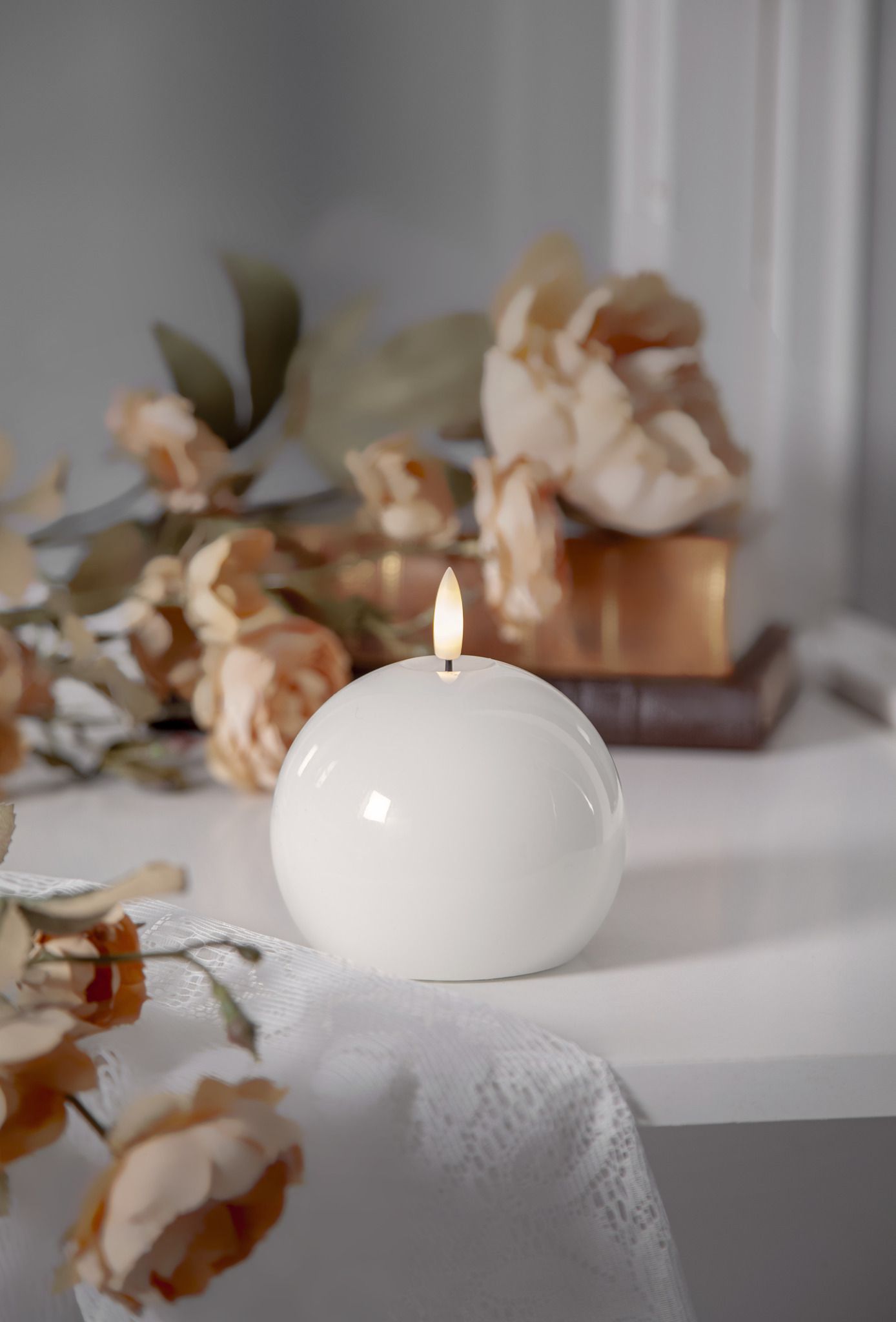 LED Pillar Kerze Flamme Shine - Indoor, Weiss, 11.00 cm Höhe, Timerfunktion