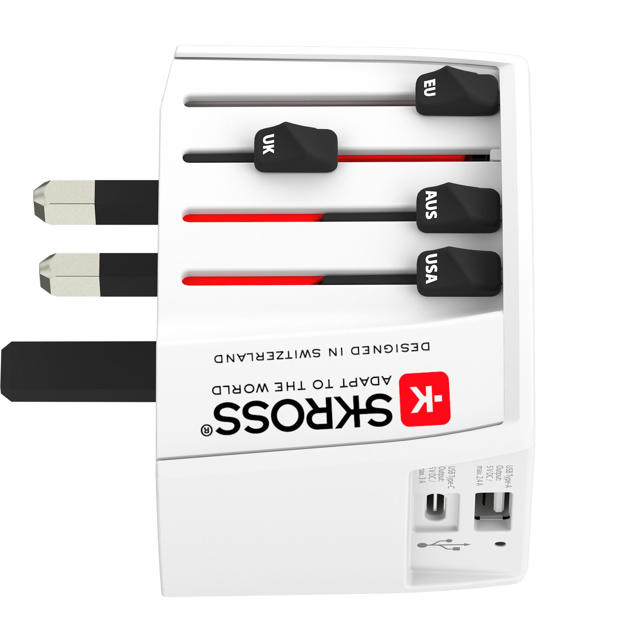 MUV USB (AC) CH - Out: CH, Schuko, IT, UK, BRA, USA/Japan, AUS/China, In: 2-Pol EU, UK*, USA/Japan, AUS/China