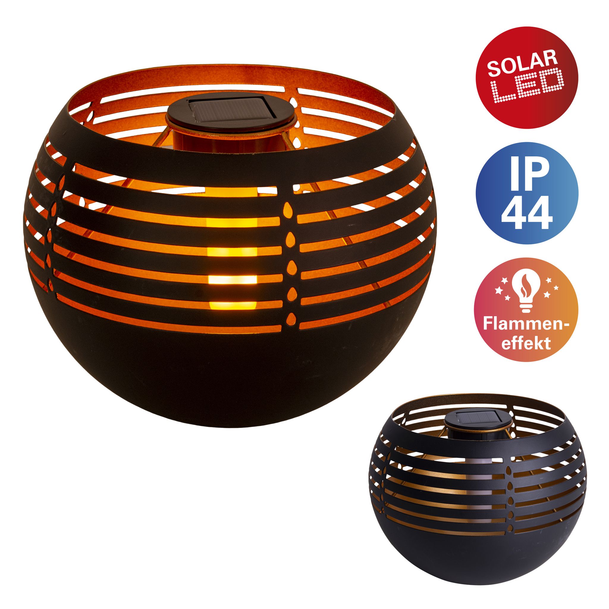 LED Deko-Solar-Tischleuchte h: 16cm - IP44, warmweiss