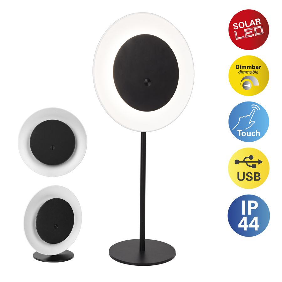 Solar- Tischleuchte Hängeleuchte SOLAN weiß H: 41,5 cm - 3000K, 120lm, 1W, IP54