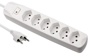 Fix-Line Steckdosenleiste 6xT13 - 6xT13, 5.0m Kabel, H05VV-F 3G1mm2, weiss, Kinderschutz