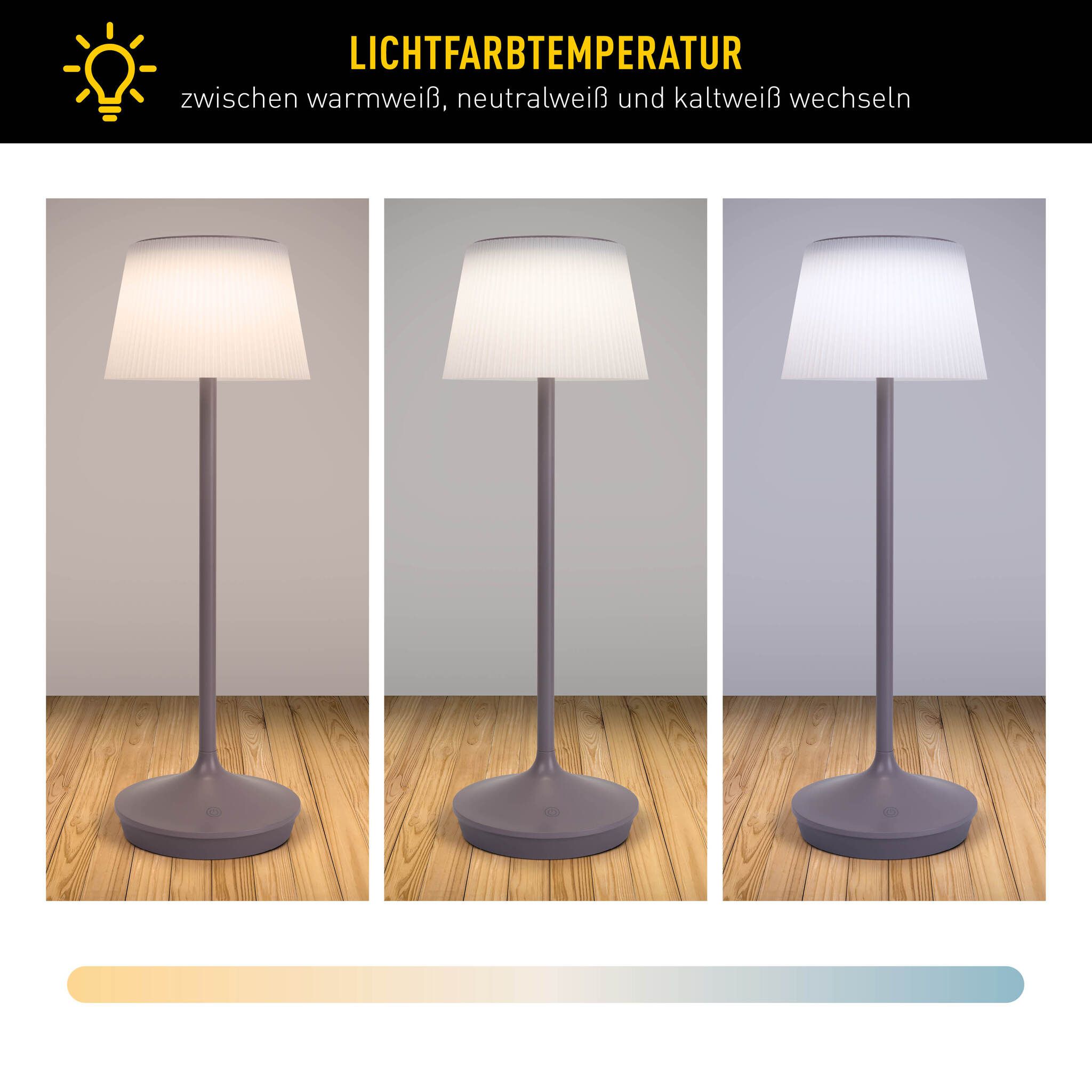Solar- Akkutischleuchte EMMI brombeer inkl. CCT  Touch H: 38 cm - LED-Modul, 3W, IP44