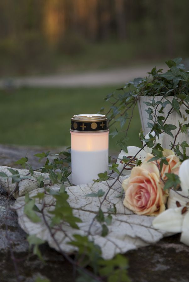 Bougie de tombe LED Serene - Outdoor, Opaque, 12cm Höhe, Timerfunktion