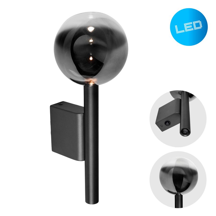 LED Wandleuchte  SINGAPUR  H: 34cm schwarz - IP20, LED-Modul, Schwarz