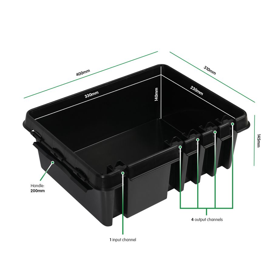 Kabelverstauung DRiBOX, gross, schwarz - Kunststoff, schwarz, IP55, 5x Kabeleinführung  mit Zugentlastung, L=330mm, B=230mm, H=140mm
