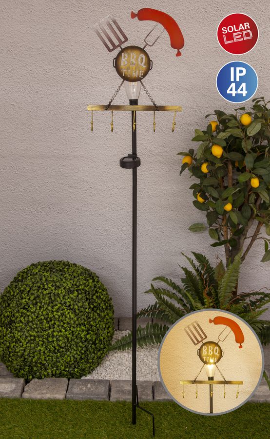LED-Solar Erdspiess BBQ - LED fest verbaut, IP44, Warmweiss