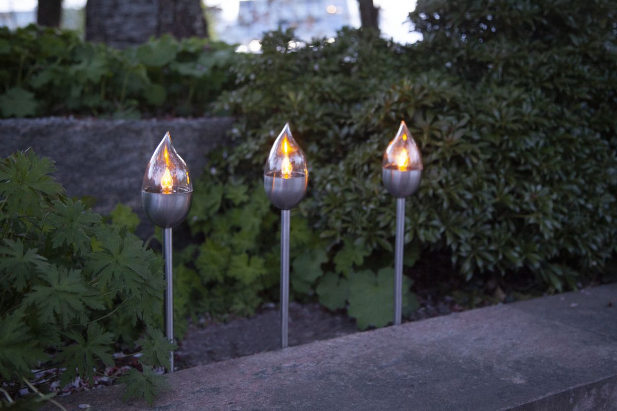 Solar Pollerleucht 3 Pack Olympus - Silber, Lichtfarbe Gelb