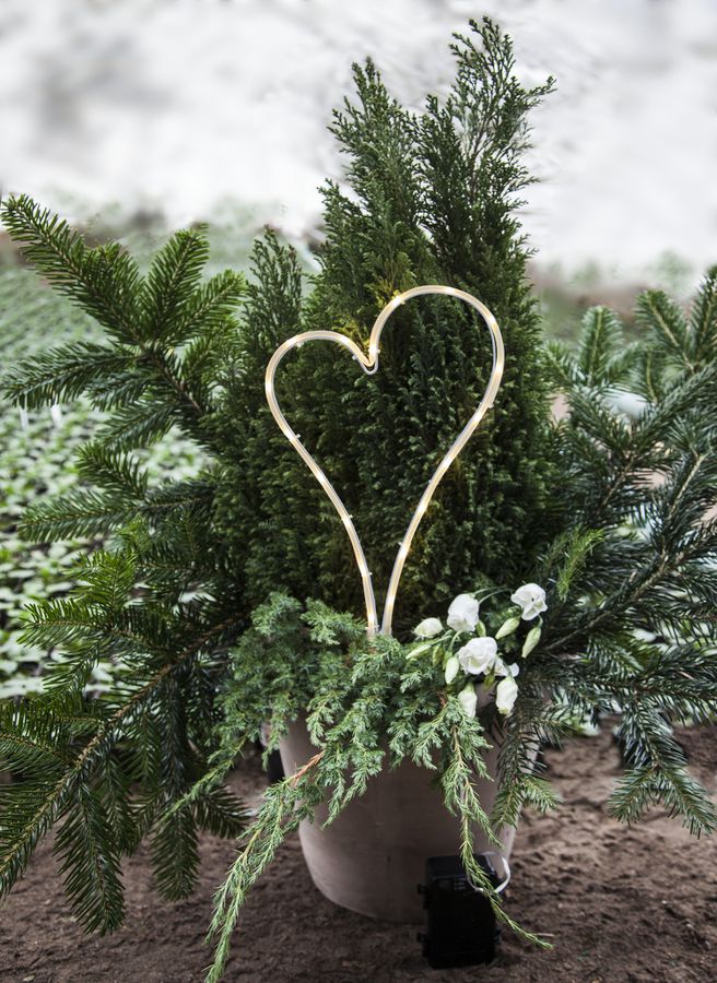 LED Licht Herz - Outdoor, Weiss, 39cm Höhe, Timerfunktion