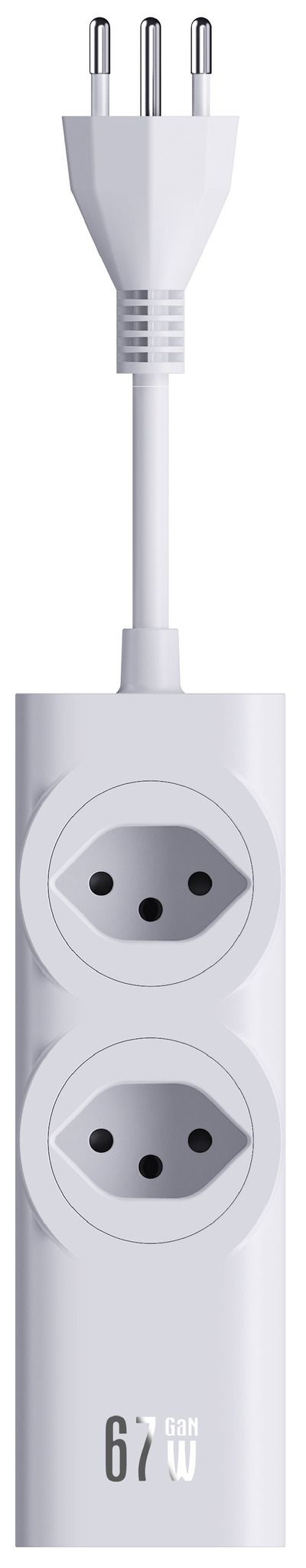 67W GaN Fast Charging Station - 2x T13, Out: USB-C1/ C2/ C3: 67W PD, C1+C2 shared: 45W + C3: 20W, USB-A: 5W, GaN, 2m Kabel, weiss