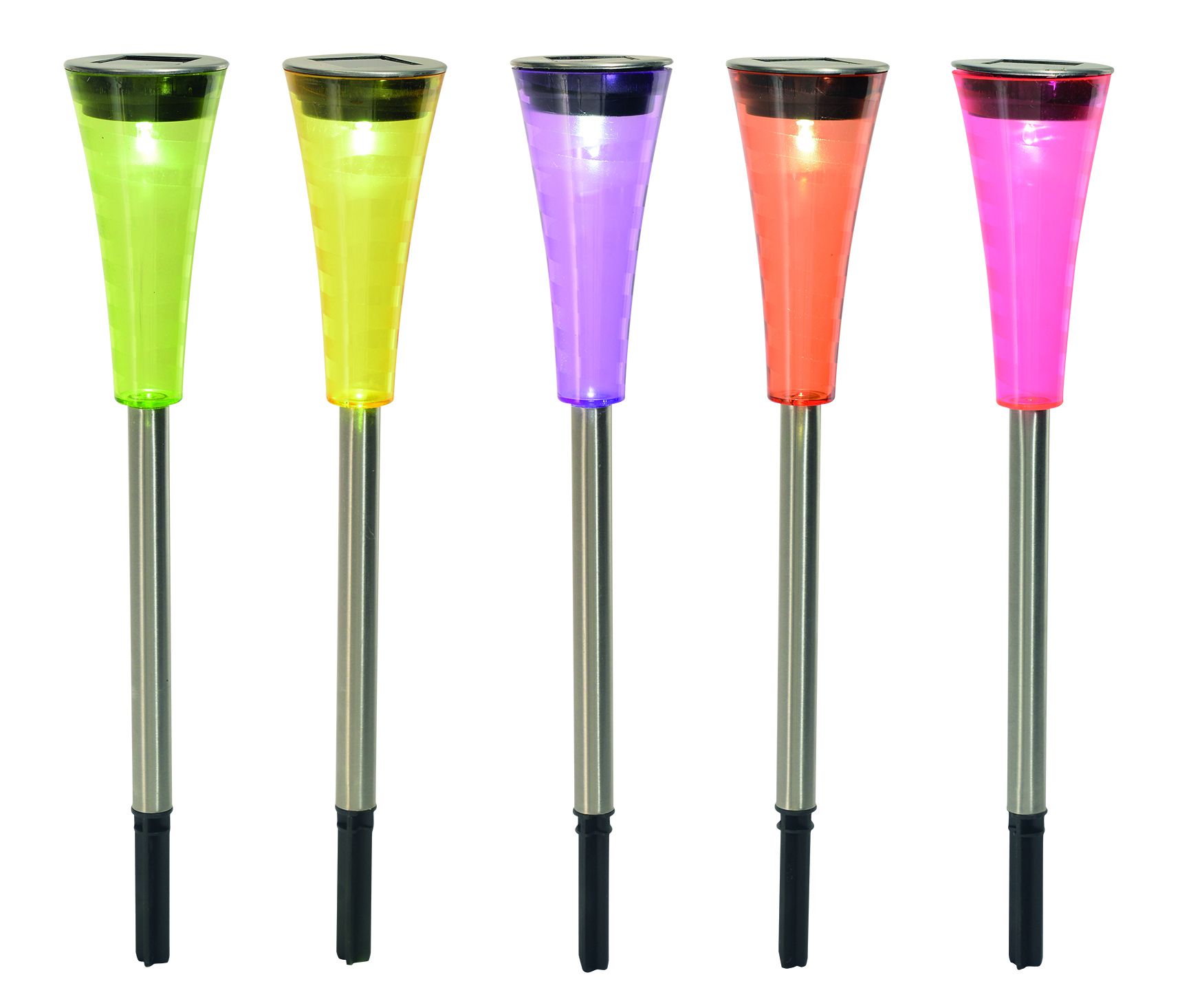 5er-Set LED-Solar-Erdspieß Multi - IP44, kaltweiss, 0.02W