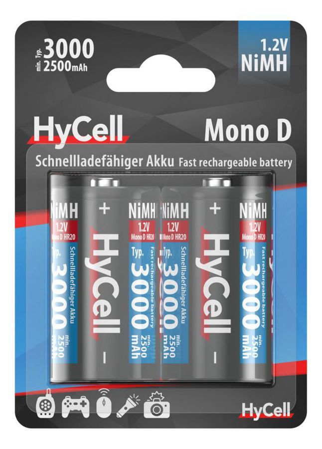NiMH Akku Mono D Typ Typ 3000 (min. 2500 mAh) 2er Blister - Mono D Akku 3000 mAh