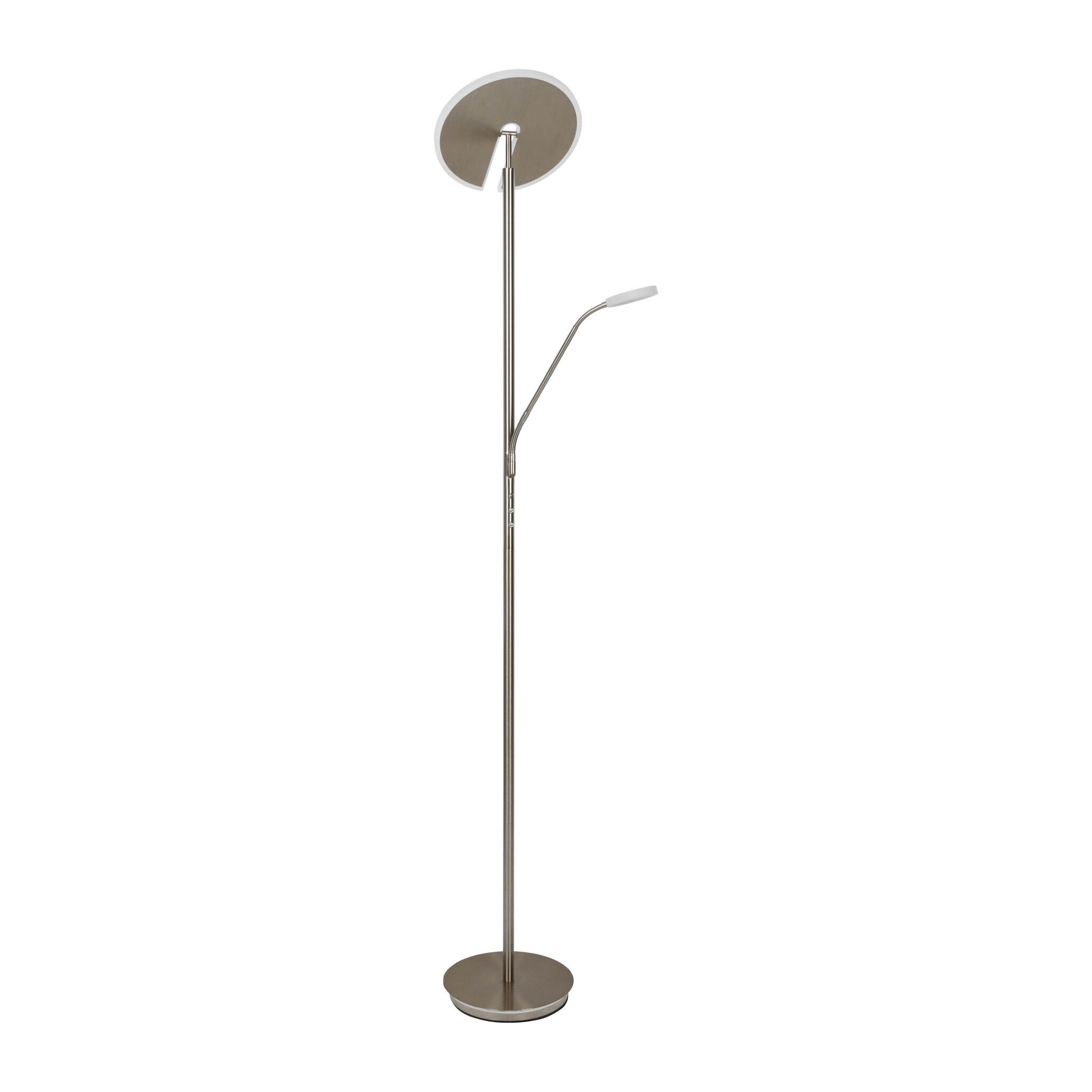 LED-CCT Stehleuchte  SAMIRO  inkl. Lesearm H: 180cm satiniert /stahl-blank - IP20, LED-Modul, Stahl-Blank