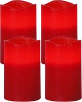 LED Pillar Kerze 4er Pack May - Indoor, Rot, 12.5cm Höhe, Timerfunktion